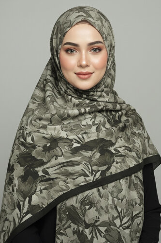 Elegance Flora Serisi Bambu Crash Şal Siyah - 28003-SIYAH