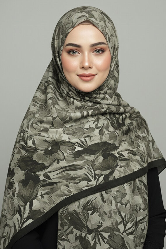 Elegance Flora Serisi Bambu Crash Şal Siyah - 28003-SIYAH - 1