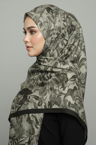 Elegance Flora Serisi Bambu Crash Şal Siyah - 28003-SIYAH - 2