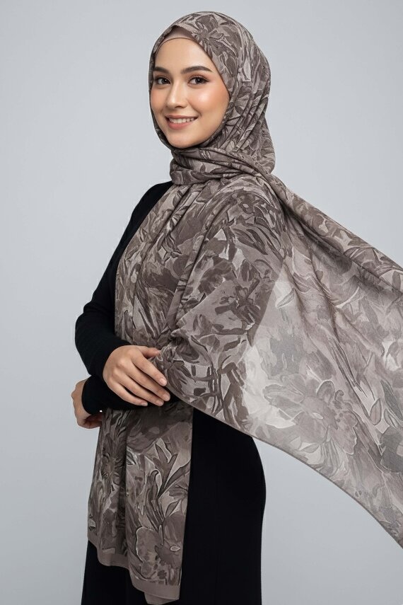 Elegance Flora Serisi Bambu Crash Şal Vizon - 28003-VIZON - 1