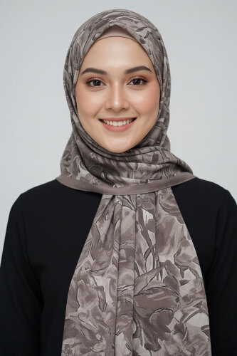 Elegance Flora Serisi Bambu Crash Şal Vizon - 28003-VIZON - 2