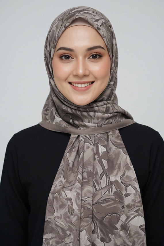 Elegance Flora Serisi Bambu Crash Şal Vizon - 28003-VIZON - 2