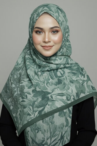 Elegance Flora Serisi Bambu Crash Şal Yesil - 28003-YESIL - 2