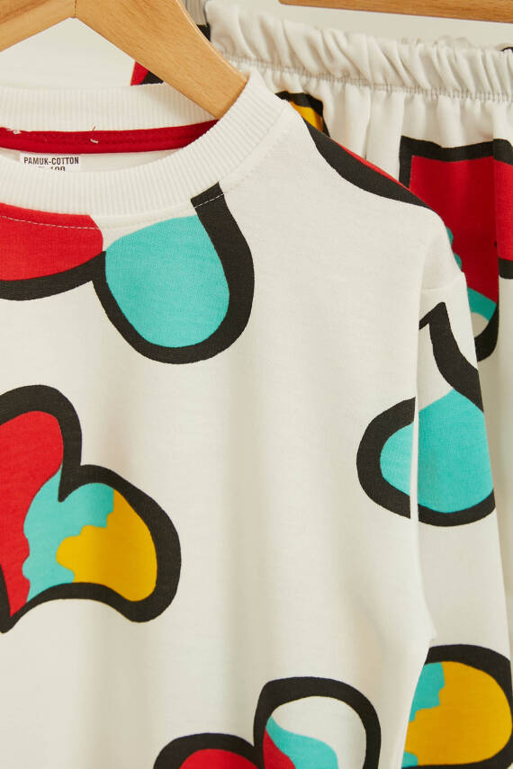 Erkek Çocuk Beyaz Baskılı Pijama Takımı - 26804 - 1