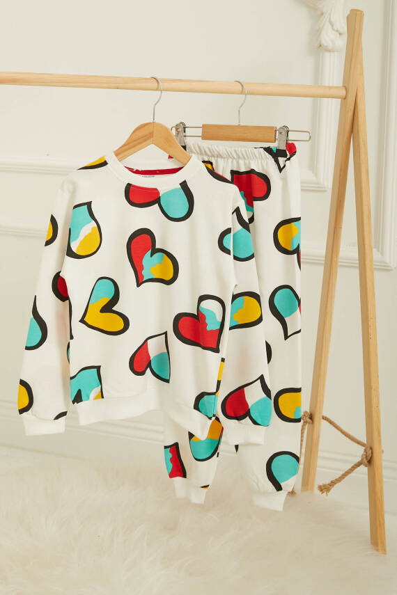 Erkek Çocuk Beyaz Baskılı Pijama Takımı - 26804 - 4