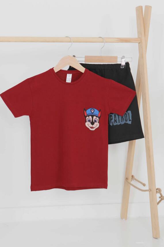 Erkek Çocuk Bordo Baskılı Eşofman Takımı - 27497 - 1