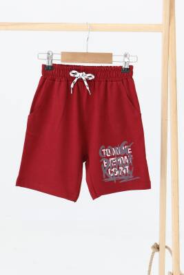 Erkek Çocuk Bordo Baskılı Şort - 27330 