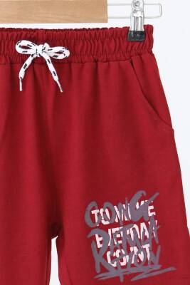Erkek Çocuk Bordo Baskılı Şort - 27330 - 2