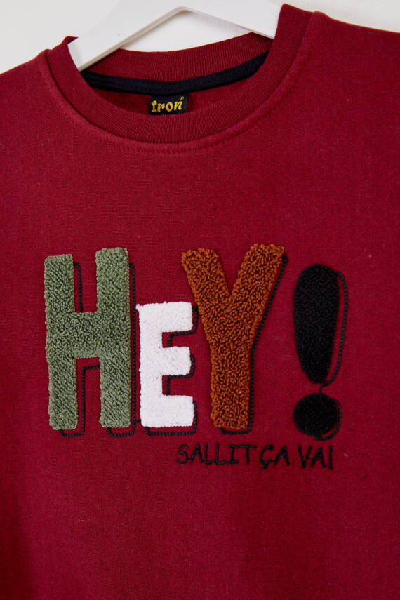 Erkek Çocuk Bordo Baskılı Sweatshirt - 26440 - 2