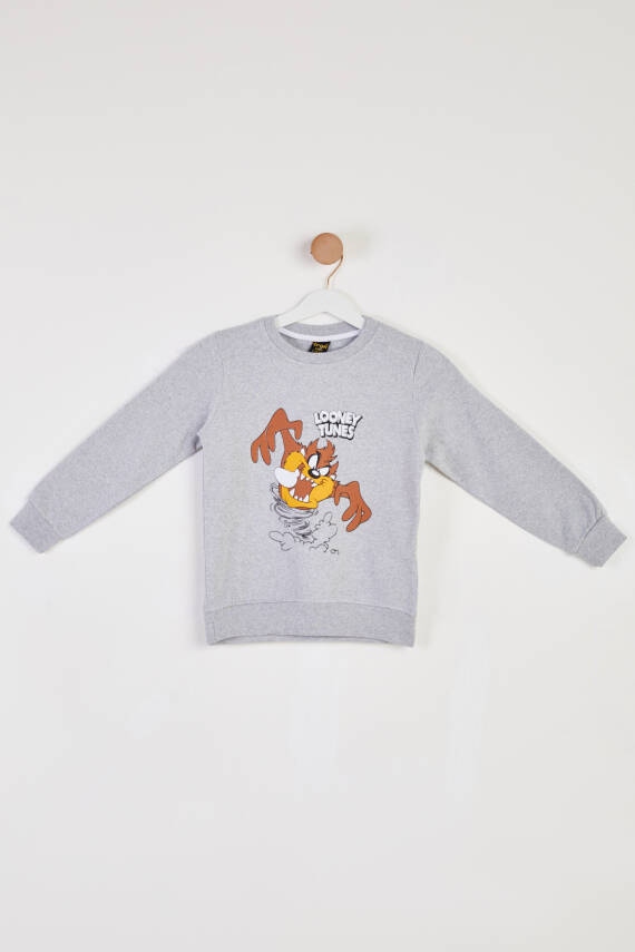 Erkek Çocuk Gri Baskılı Sweatshirt - 26439 - 1