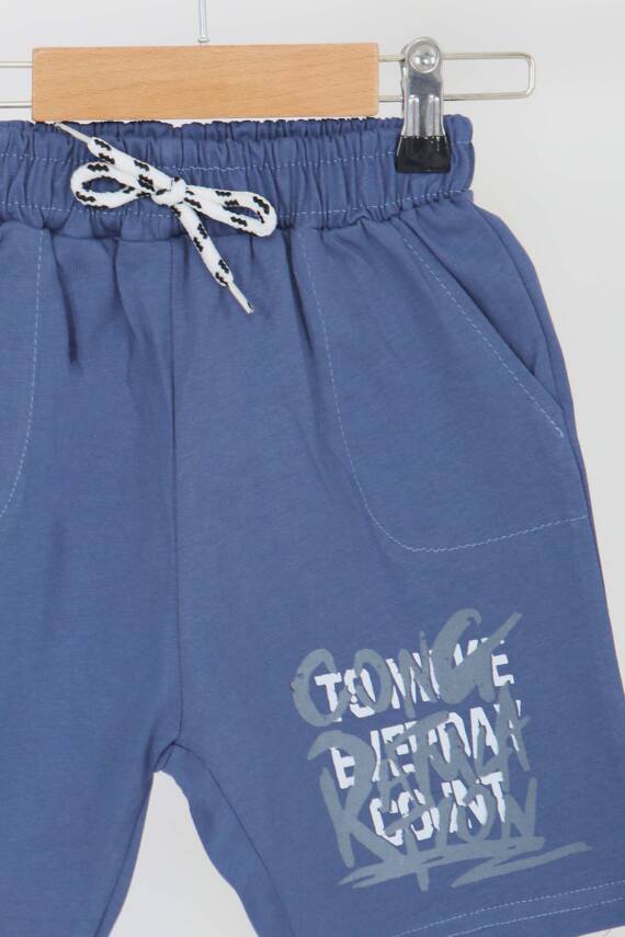 Erkek Çocuk Indigo Baskılı Şort - 27330 - 2