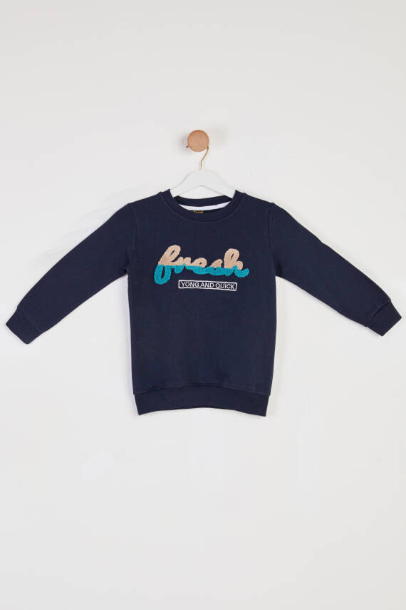 Erkek Çocuk Lacivert Baskılı Sweatshirt - 26438 - 1
