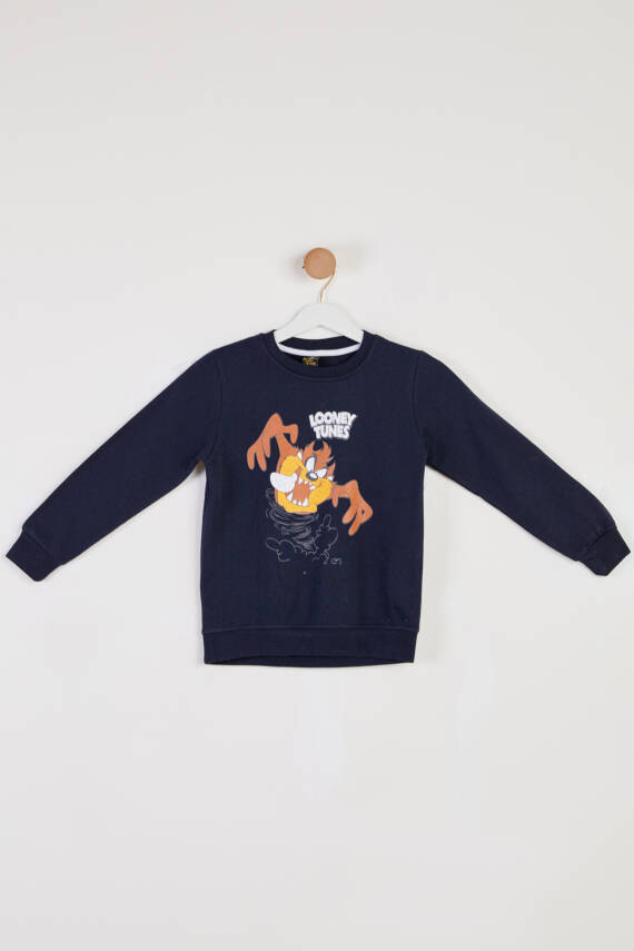 Erkek Çocuk Lacivert Baskılı Sweatshirt - 26439 - 1