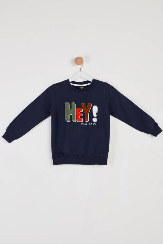 Erkek Çocuk Lacivert Baskılı Sweatshirt - 26440 - 1