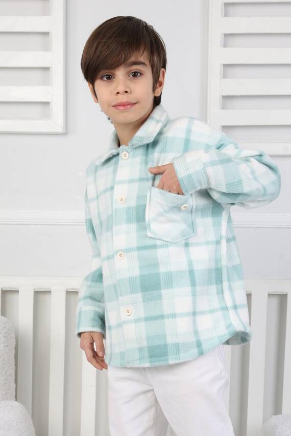 Erkek Çocuk Mint Oduncu Erkek Çocuk Gömlek - 26715 - 3