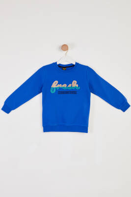 Erkek Çocuk Saks Baskılı Sweatshirt - 26438 - 1