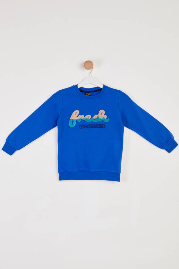 Erkek Çocuk Saks Baskılı Sweatshirt - 26438 - 1