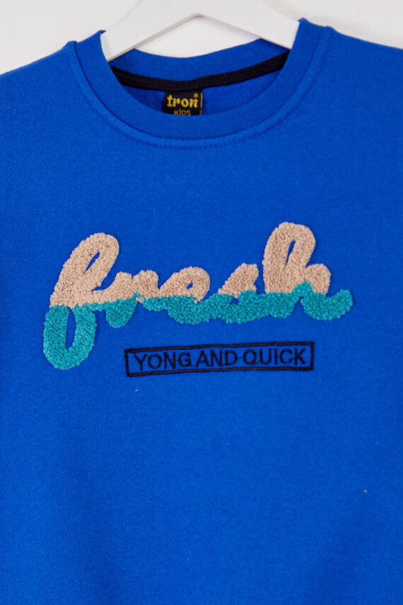 Erkek Çocuk Saks Baskılı Sweatshirt - 26438 - 2