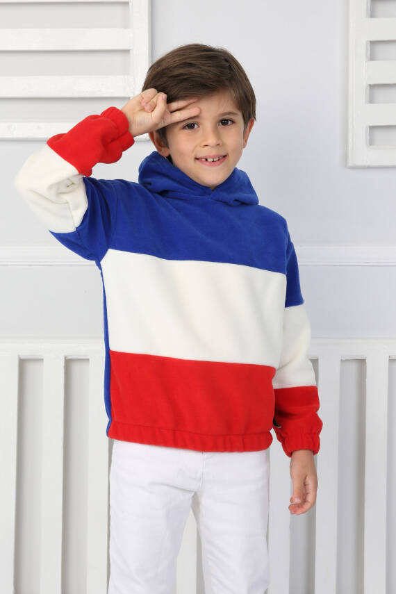 Erkek Çocuk Saks Renkli Çocuk Polar Sweat - 26725 - 3