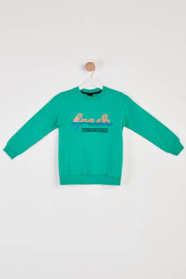Erkek Çocuk Yesil Baskılı Sweatshirt - 26438 