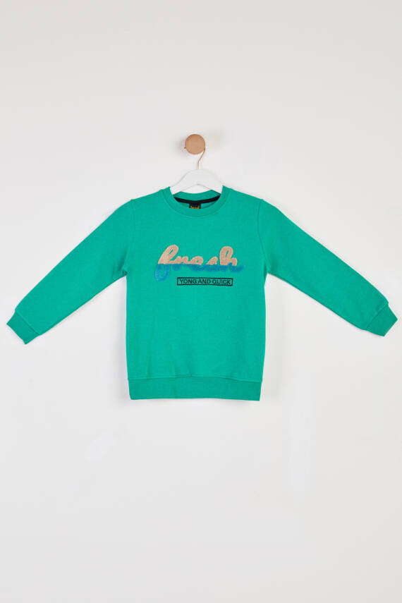 Erkek Çocuk Yesil Baskılı Sweatshirt - 26438 - 1