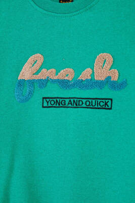Erkek Çocuk Yesil Baskılı Sweatshirt - 26438 - 2