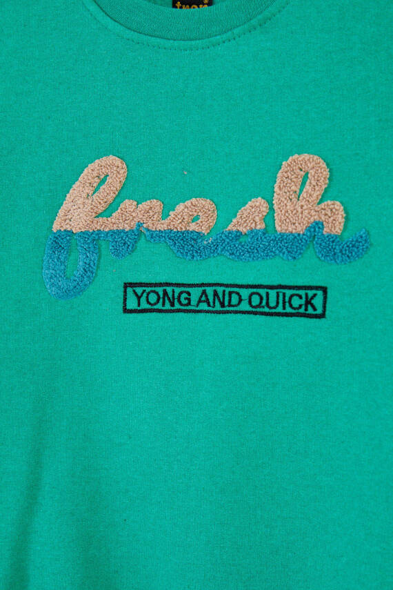Erkek Çocuk Yesil Baskılı Sweatshirt - 26438 - 2