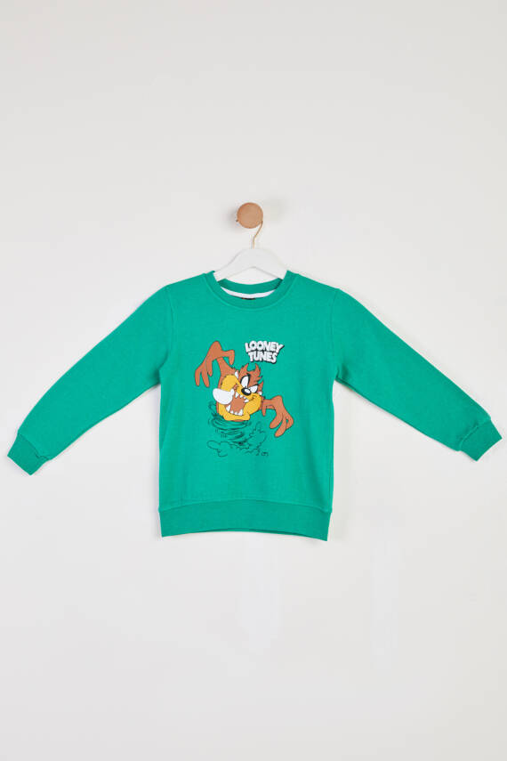 Erkek Çocuk Yesil Baskılı Sweatshirt - 26439 - 1