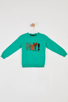 Erkek Çocuk Yesil Baskılı Sweatshirt - 26440 - 1