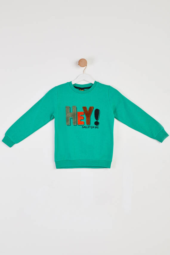 Erkek Çocuk Yesil Baskılı Sweatshirt - 26440 - 1
