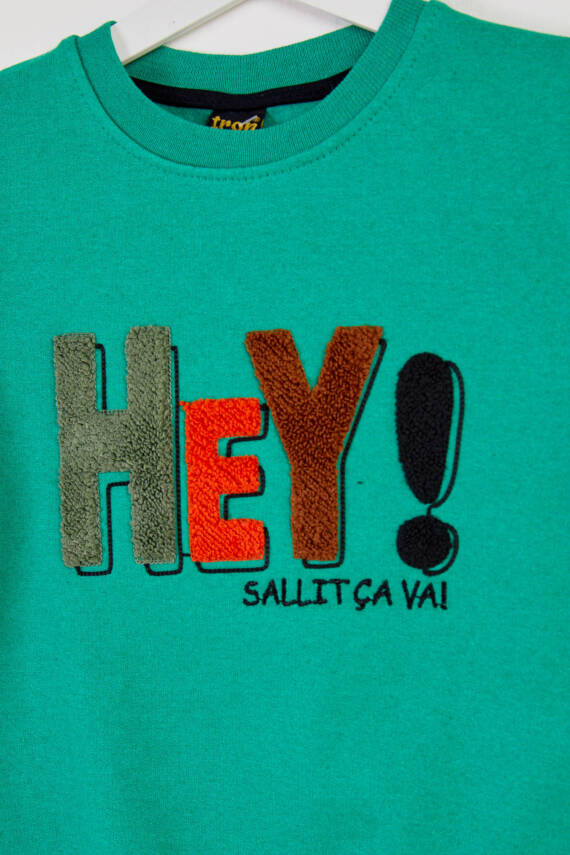 Erkek Çocuk Yesil Baskılı Sweatshirt - 26440 - 2
