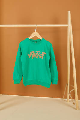 Erkek Çocuk Yesil Nakışlı Sweatshirt - 26553 