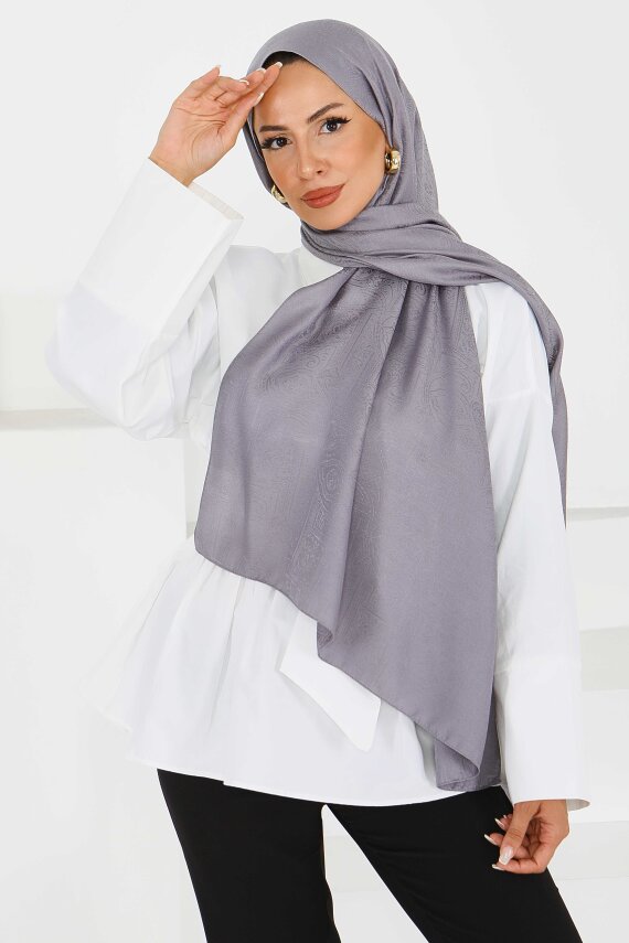 Etnik Monagram Şal Gri - 27592 - 3