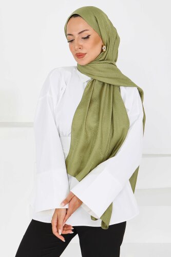 Etnik Monagram Şal Haki - 27592 - 3