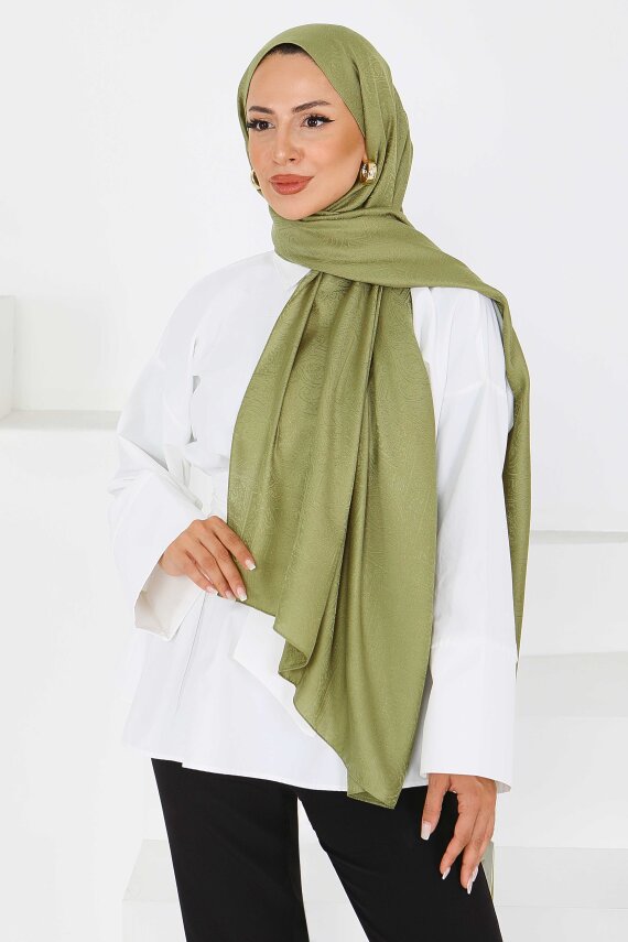 Etnik Monagram Şal Haki - 27592 - 2