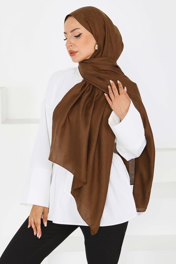 Etnik Monagram Şal Kahve - 27592 - 2