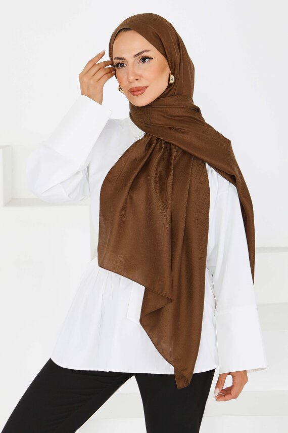 Etnik Monagram Şal Kahve - 27592 - 3