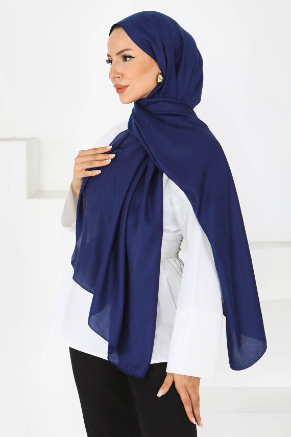 Etnik Monagram Şal Lacivert - 27592 - 2