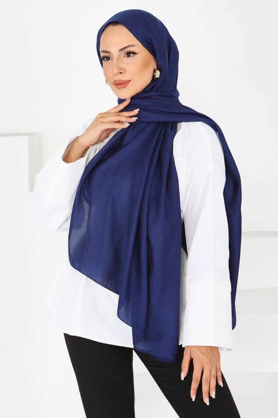 Etnik Monagram Şal Lacivert - 27592 - 3