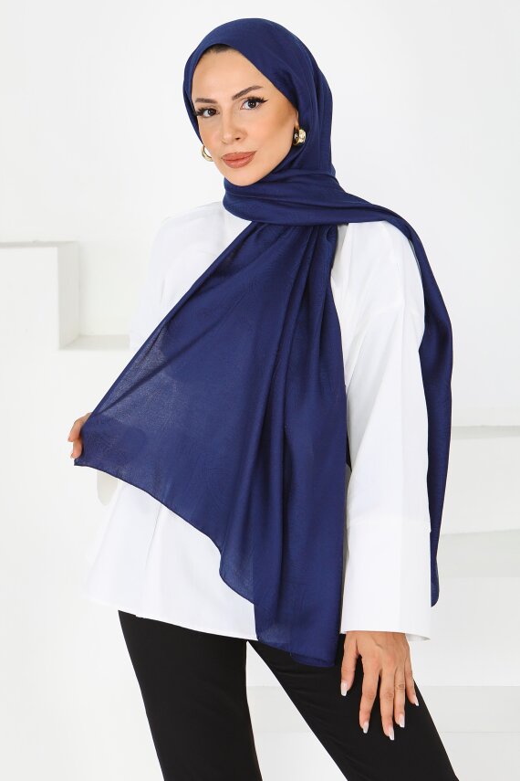 Etnik Monagram Şal Lacivert - 27592 - 1