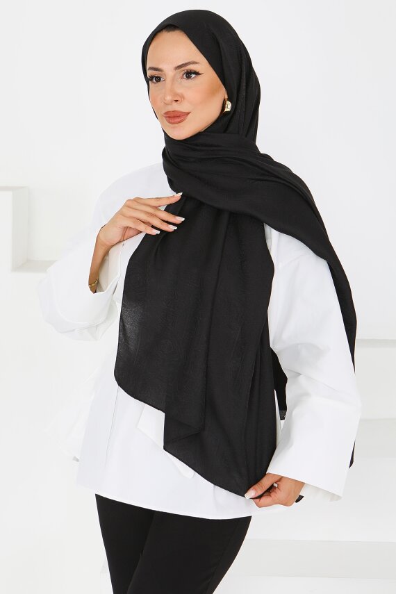 Etnik Monagram Şal Siyah - 27592 - 3