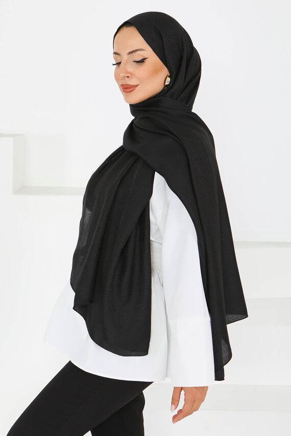 Etnik Monagram Şal Siyah - 27592 - 2