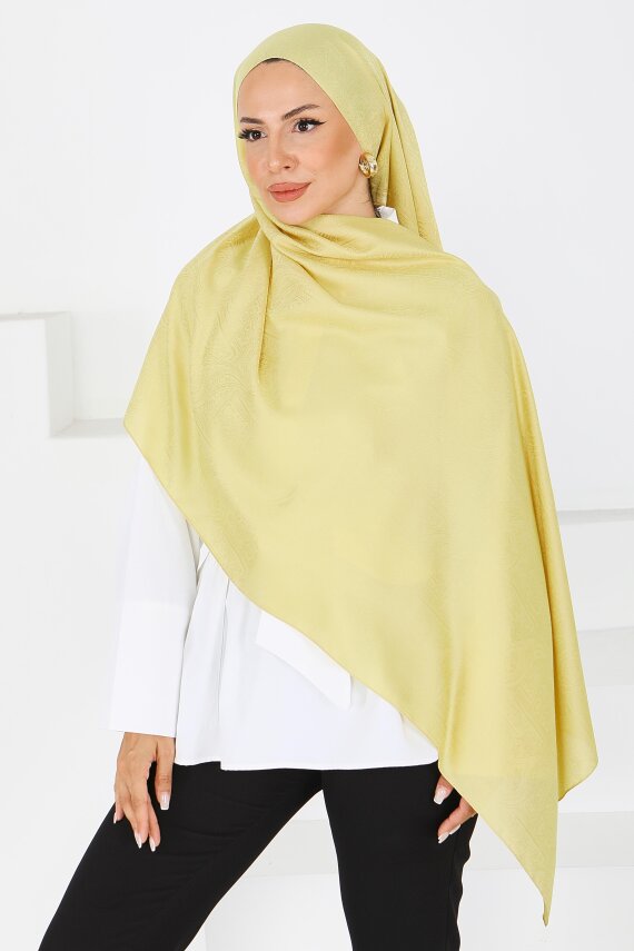 Etnik Monagram Şal Yağ Yeşili - 27592 - 2