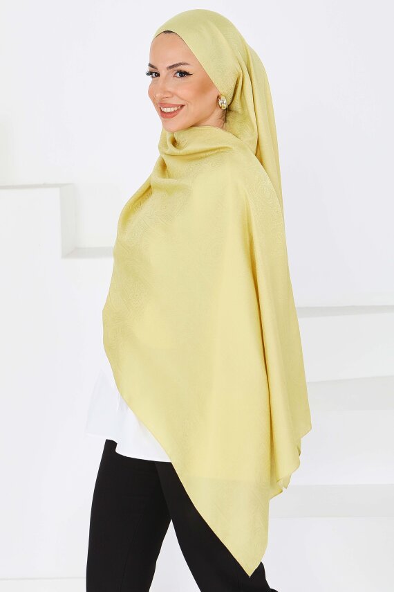 Etnik Monagram Şal Yağ Yeşili - 27592 - 3