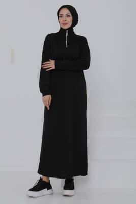 Fermuarlı Elbise Siyah - 27046 - 1