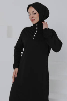 Fermuarlı Elbise Siyah - 27046 - 2