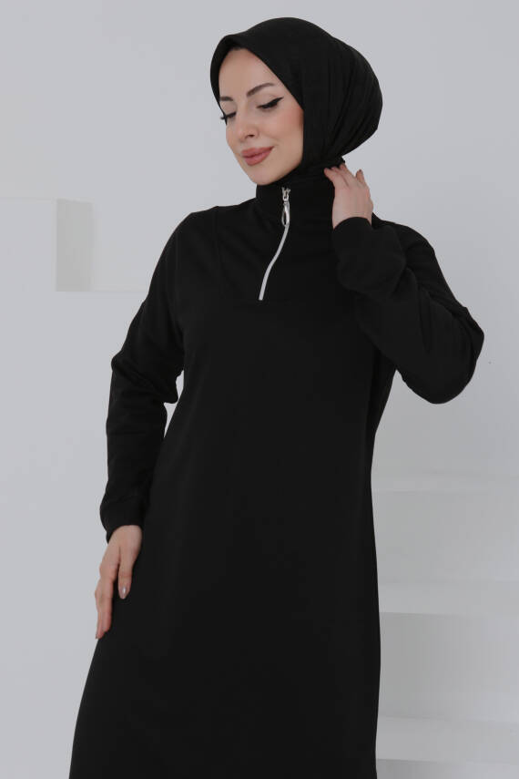 Fermuarlı Elbise Siyah - 27046 - 2