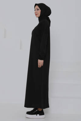 Fermuarlı Elbise Siyah - 27046 - 4