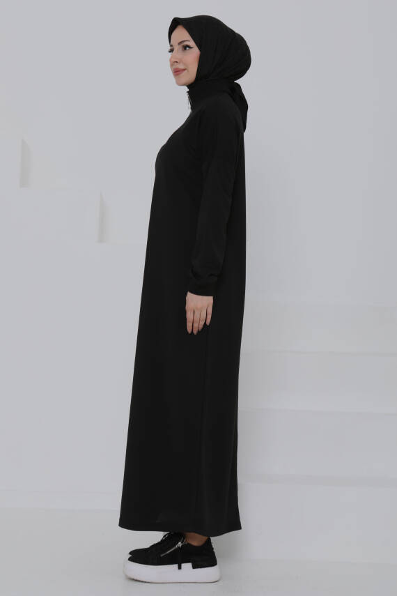 Fermuarlı Elbise Siyah - 27046 - 4