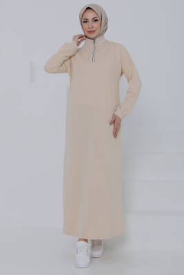 Fermuarlı Elbise Taş - 27046 